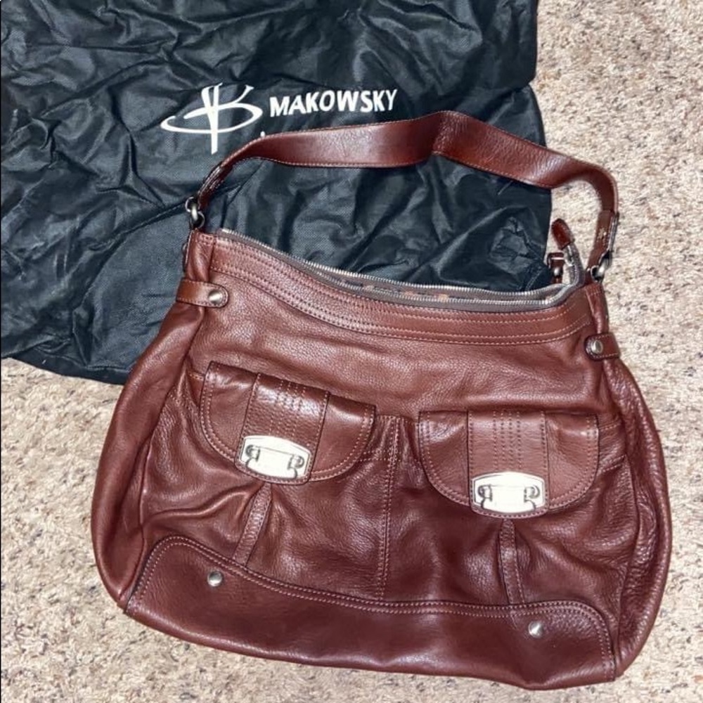 B Makowsky cognac purse